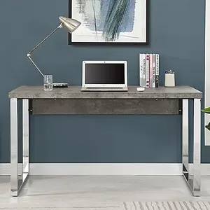 Sydney Wooden Laptop Desk In Concrete Effect With Chrome Frame