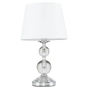 ValueLights Gatto Modern Polished Chrome and Acrylic Ball Touch Table Lamp with White Light Shade