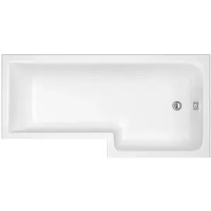 Dezine Cubo 1700 x 850mm L Shaped Right Hand Shower Bath with Panel and Bath Screen