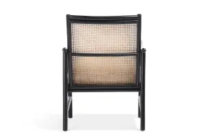 Borneo Rattan Accent Chair Indoor Black with Boucle Cushion