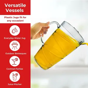 2L Swirl Design Plastic Jug with Lid Lightweight Pitcher for Pimms, Juices, BBQs, Picnics & Garden Parties Clear