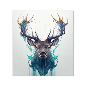 Stag Face Splashart Premium Glass Kitchen Splashback W700mm x H650mm