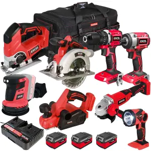 Excel 18V 8 Piece Power Tool Kit with 3 x 4.0Ah Batteries & Charger EXLKIT-16292