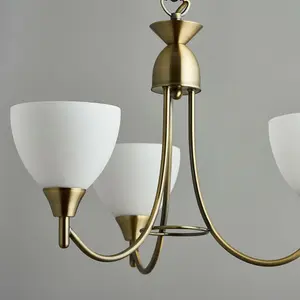 Hanging Ceiling Pendant Light ANTIQUE BRASS 3x Shade Lamp Bulb Holder Fitting