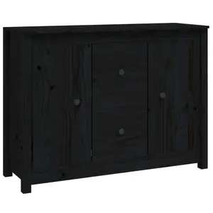 Torres 100Cm 2 Drawer Solid Wood Highboard Black