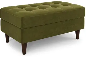 Dunelm Zoe Storage Footstool, Art Deco, Green, Olive, Fabric/Velvet