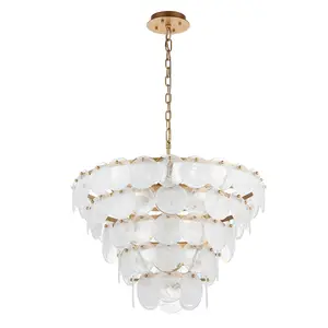 Luminosa Trapani Pendant Ceiling Light Antique Gold Paint, White, Clear Glass