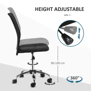 Vinsetto Armless Office Chair with Adjustable Height Mesh Back Wheels Black