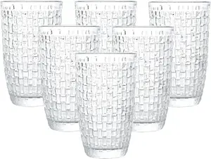 simpa 425ml Embossed Rattan Drinking Glasses, Set of 6