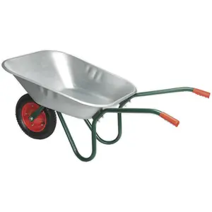 Lightweight Galvanized Steel Wheelbarrow - 65L Capacity - Tubular Steel Frame