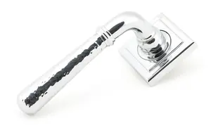 From The Anvil Polished Chrome Hammered Newbury Lever on Rose Set (Square) - Unsprung