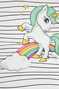 Green Unicorn with rainbow Kids bedroom Rugs