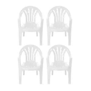 simpa Solana White Plastic Garden Chairs - Set of 4