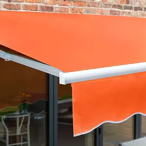 Primrose Awnings 3.5m x 2.5m Retractable Manual Terracotta Awning Outdoor Patio Canopy