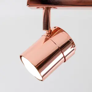 ValueLights Rosie Modern 3 Way Copper Effect Straight Bar Ceiling Spotlight