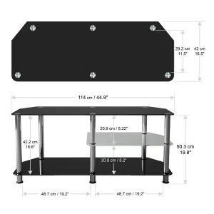 AVF Classic 1.14m Glass Corner TV Stand with Vertical Storage for TVs up to 55" - Black & Chrome