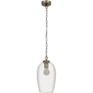 GoodHome Rochford Vintage Satin Antique brass effect Pendant ceiling light, (Dia)170mm