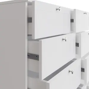 8 Drawer Chest Of Drawers Deep Design Modern Panelled Fronts Matt White