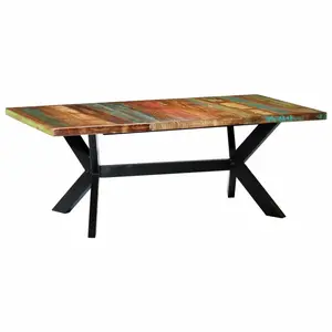 Kere Solid Wood Top Metal Base Dining Table