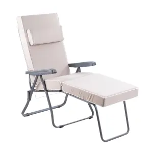 Alfresia Garden Sun Lounger - Charcoal Frame with Taupe Luxury Cushion