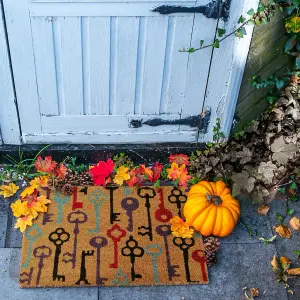 Nicola Spring - Halloween Coir Door Mats - 60 x 40cm - Keys - Pack of 2