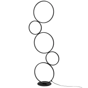 GoodHome Samana 5 rings Matt black LED Floor lamp