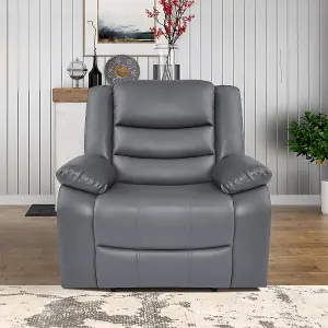 Sorreno Bonded Leather Recliner 1 Seater Sofa In Dark Grey