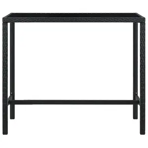 Berkfield Garden Bar Table Black 130x60x110 cm Poly Rattan and Glass