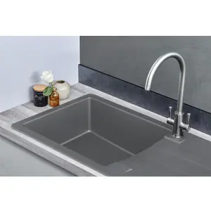 Liquida VG10GR 1.0 Bowl Composite Reversible Inset Grey Kitchen Sink With Waste