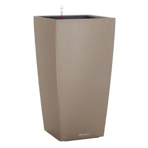 LECHUZA CUBICO Color 56cm Tall Planter,  Sand Brown Self-watering Planter with Water Level Indicator H56 L30 W30 cm, 14L