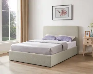 TEDDY BOUCLE 5FT Kingsize Ottoman Storage Bed in Beige