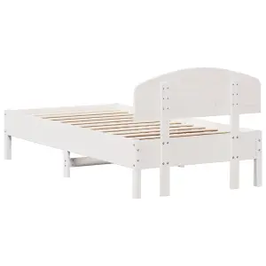 Berkfield Bed Frame without Mattress White 75x190 cm Small Single Solid Wood Pine