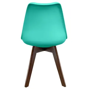 Soho Aqua Plastic Dining Chair with Squared Dark Wood Legs