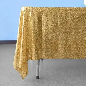 Neel Blue 70" x 70" Square Sequin Tablecloth, Gold