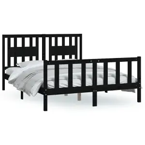 Berkfield Bed Frame with Headboard Black Solid Wood Pine 120x200 cm