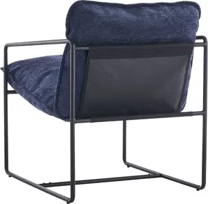 Tivoli Occasional Chair Black Metal Frame with Blue Fabric