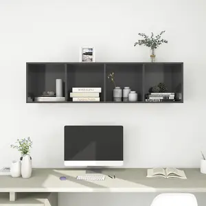 Berkfield Wall-mounted TV Cabinet High Gloss Grey 37x37x142.5 cm Engineered Wood