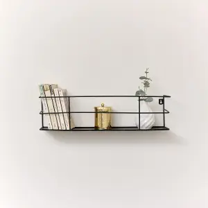 Melody Maison Black Metal Wire Wall Shelf - 56cm