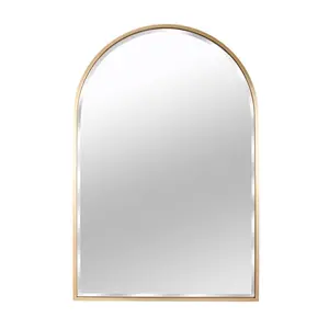 Mcfarren Metal Flat Wall Mirror Satin Brass/Bevel Edge