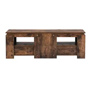 Portland TV Stand With Storage for Living Room and Bedroom, 1400 Wide, Two Drawers Storage, Media Storage, Rustic Oak Finish