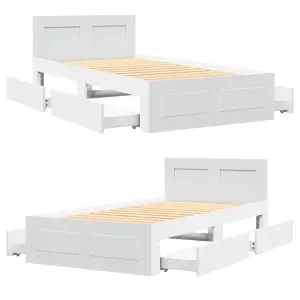 Berkfield Bed Frame with Headboard without Mattress White 100x200 cm