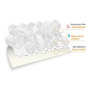 Walplus Grey Stone Hexacube Tile Stickers 2D Multipack 24Pcs