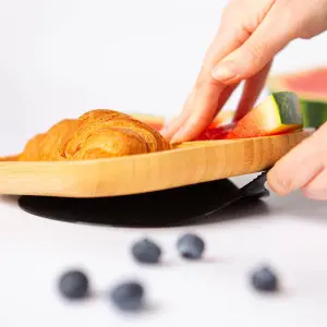 Bamboo Segmented Baby Weaning Plate & Fork Set - Black