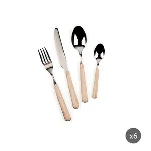 Excelsa Wood 24 Piece Cutlery Set , Service for 6 (Set of 6) Light Brown