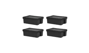 4 x Black recycled plastic 36L Storage Box