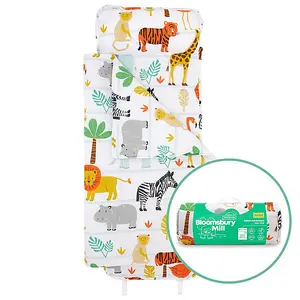 Bloomsbury Mill - Childrens Nap Mat / Sleeping Bag - Safari Adventure - Toddler Travel Essentials - Pillow, Blanket & Mat