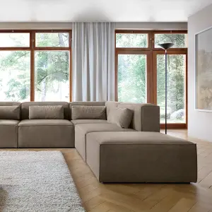 Doris Modular Extended Corner Sofa in Brown Chenille