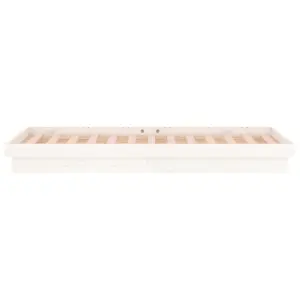 Berkfield LED Bed Frame without Mattress White Single Solid Wood