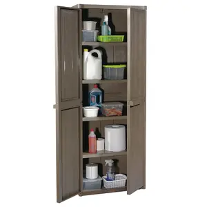 Berkfield Garden Storage Cabinet Brown 65x45x172 cm PP Wood Look