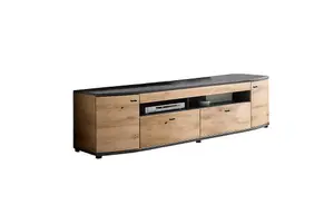 Elegant Dera 04 TV Cabinet H510mm W2000mm D470mm - Oak Artisan & Graphite Grey with Soft-Close System